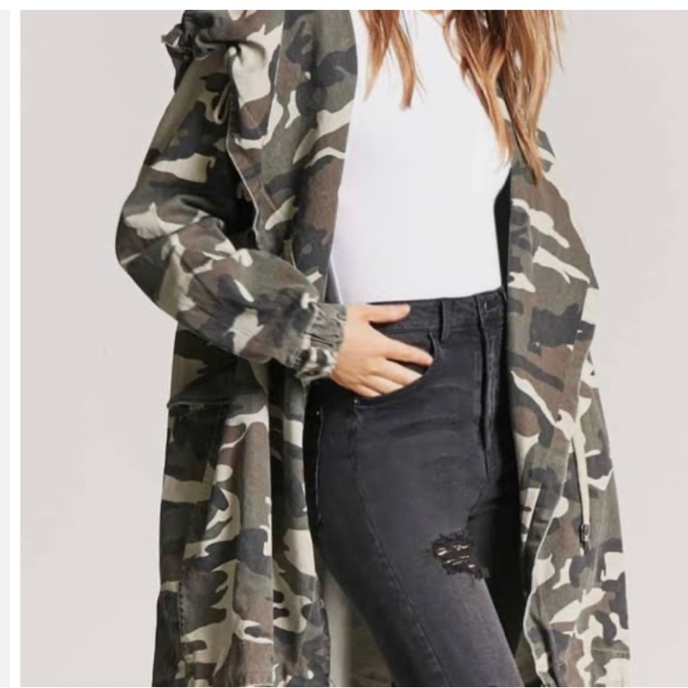 Large camo hooded jacket